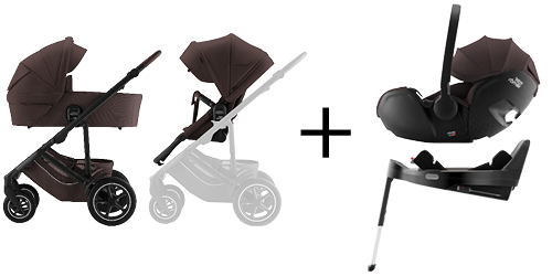 VENNA Kinderwagen, VENNA Babywanne, BABY-SAFE PRO Babyschale in Teak und VARIO BASE 5Z, Teil des VENNA COMFORT PLUS SET